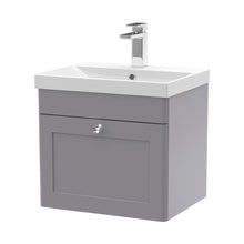 Nuie Classique 500mm Wall Hung 1 Drawer Vanity & Basin 3 Traditional Satin Grey MFC Painted Matt 481x510x395mm - JJ Building Materials