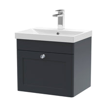 Nuie Classique 500mm Wall Hung 1 Drawer Vanity & Basin 3 Traditional Soft Black MFC Painted Matt 481x510x395mm - JJ Building Materials