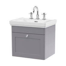 Nuie Classique 500mm Wall Hung 1-drawer Vanity & Basin 3th Traditional Satin Grey MFC Painted Matt 496x531x406mm - JJ Building Materials