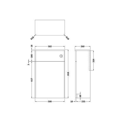 Nuie Classique 500mm Wc Unit Traditional Satin White MFC Painted Matt 818x500x253mm - JJ Building Materials