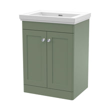 Nuie Classique 600mm Floor Standing 2 Door Vanity & Basin 0th Traditional Satin Green MFC Painted Matt 821x630x471mm - JJ Building Materials