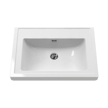 Nuie Classique 600mm Floor Standing 2 Door Vanity & Basin 0th Traditional Satin White MFC Painted Matt 821x630x471mm - JJ Building Materials