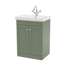 Nuie Classique 600mm Floor Standing 2-door Vanity & Basin 1th Traditional Satin Green MFC Painted Matt 865x630x471mm - JJ Building Materials