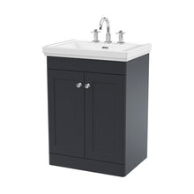 Nuie Classique 600mm Floor Standing 2-door Vanity & Basin 3th Traditional Soft Black MFC Painted Matt 865x630x471mm - JJ Building Materials