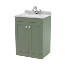 Nuie Classique 600mm Floor Standing 2 Door Vanity & Marble Top 1th Traditional Satin Green MFC Painted Matt 814x620x463mm - CLC825GR1 - JJ Building Materials