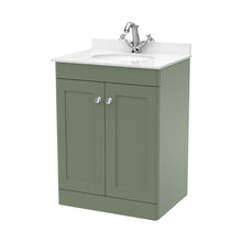 Nuie Classique 600mm Floor Standing 2 Door Vanity & Marble Top 1th Traditional Satin Green MFC Painted Matt 814x620x463mm - CLC825WR1 - JJ Building Materials
