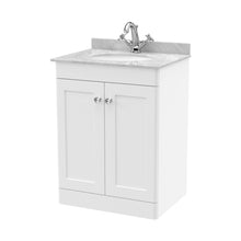 Nuie Classique 600mm Floor Standing 2 Door Vanity & Marble Top 1th Traditional Satin White MFC Painted Matt 814x620x463mm - CLC125GR1 - JJ Building Materials