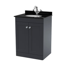 Nuie Classique 600mm Floor Standing 2 Door Vanity & Marble Top 1th Traditional Soft Black MFC Painted Matt 814x620x463mm - CLC1425BR1 - JJ Building Materials