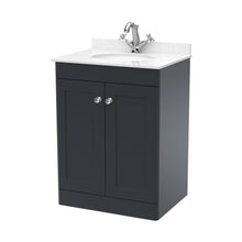Nuie Classique 600mm Floor Standing 2 Door Vanity & Marble Top 1th Traditional Soft Black MFC Painted Matt 814x620x463mm - CLC1425WR1 - JJ Building Materials