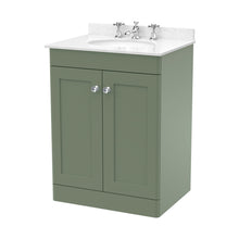 Nuie Classique 600mm Floor Standing 2 Door Vanity & Marble Top 3th Traditional Satin Green MFC Painted Matt 814x620x463mm - CLC825WR3 - JJ Building Materials
