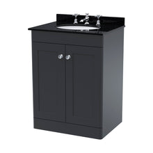 Nuie Classique 600mm Floor Standing 2 Door Vanity & Marble Top 3th Traditional Soft Black MFC Painted Matt 814x620x463mm - CLC1425BR3 - JJ Building Materials