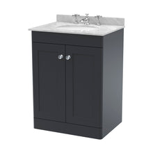 Nuie Classique 600mm Floor Standing 2 Door Vanity & Marble Top 3th Traditional Soft Black MFC Painted Matt 814x620x463mm - CLC1425GR3 - JJ Building Materials