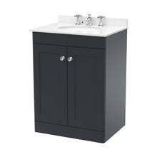 Nuie Classique 600mm Floor Standing 2 Door Vanity & Marble Top 3th Traditional Soft Black MFC Painted Matt 814x620x463mm - CLC1425WR3 - JJ Building Materials