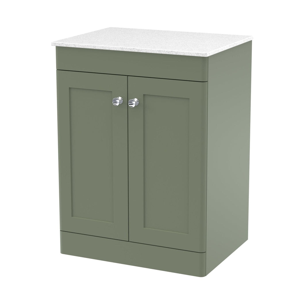 Nuie Classique 600mm Floor Standing 2-door Vanity With Marble Top Traditional Satin Green Natural Marble 818x610x460mm - CLC825WMT - JJ Building Materials