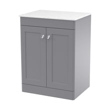 Nuie Classique 600mm Floor Standing 2-door Vanity With Marble Top Traditional Satin Grey Natural Marble 818x610x460mm - CLC225WMT - JJ Building Materials