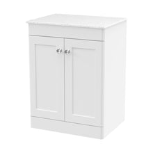 Nuie Classique 600mm Floor Standing 2-door Vanity With Marble Top Traditional Satin White Natural Marble 818x610x460mm - CLC125WMT - JJ Building Materials