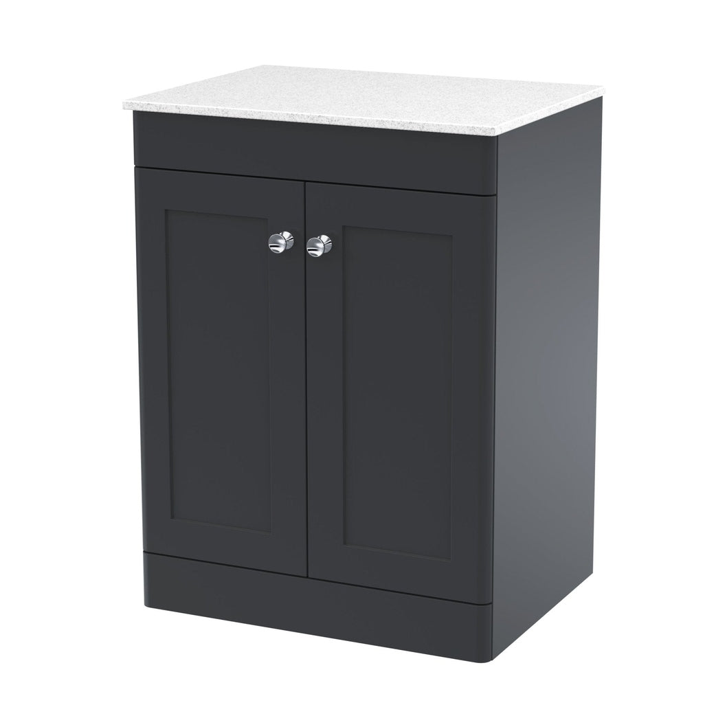 Nuie Classique 600mm Floor Standing 2-door Vanity With Marble Top Traditional Soft Black Natural Marble 818x610x460mm - CLC1425WMT - JJ Building Materials