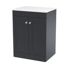 Nuie Classique 600mm Floor Standing 2-door Vanity With Marble Top Traditional Soft Black Natural Marble 818x610x460mm - CLC1425WMT - JJ Building Materials