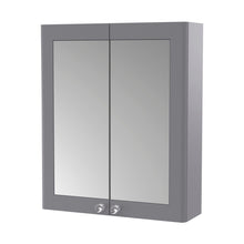 Nuie Classique 600mm Mirror Cabinet Traditional Satin Grey MFC Painted Matt 715x600x180mm - JJ Building Materials
