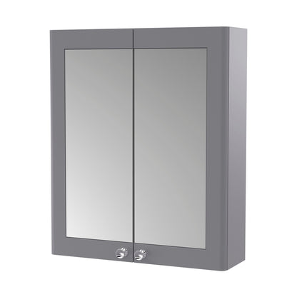 Nuie Classique 600mm Mirror Cabinet Traditional Satin Grey MFC Painted Matt 715x600x180mm - JJ Building Materials