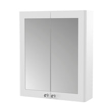 Nuie Classique 600mm Mirror Cabinet Traditional Satin White MFC Painted Matt 715x600x180mm - JJ Building Materials
