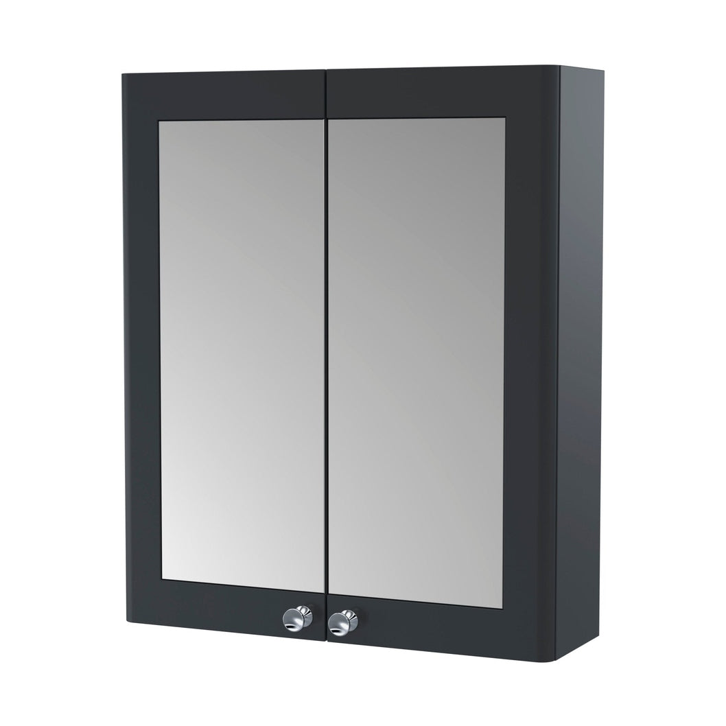 Nuie Classique 600mm Mirror Cabinet Traditional Soft Black MFC Painted Matt 715x600x180mm - JJ Building Materials