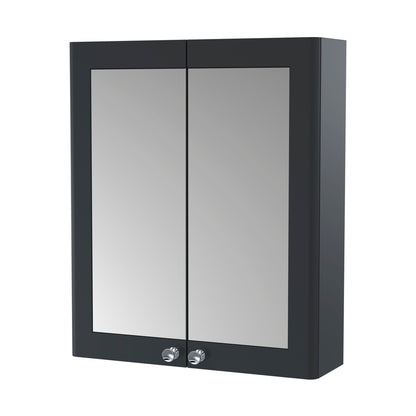 Nuie Classique 600mm Mirror Cabinet Traditional Soft Black MFC Painted Matt 715x600x180mm - JJ Building Materials