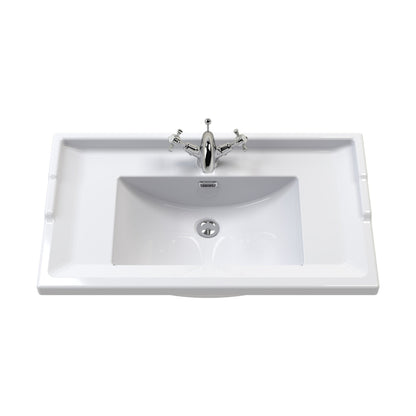 Nuie Classique 600mm Wall Hung 1 Drawer Vanity & Basin 1th Traditional Satin Green MFC Painted Matt 489x620x470mm - JJ Building Materials