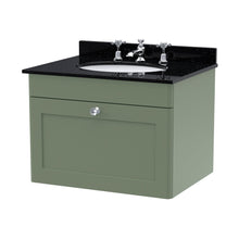 Nuie Classique 600mm Wall Hung 1 Drawer Vanity & Marble Top 3th Traditional Satin Green MFC Painted Matt 445x620x463mm - CLC894BR3 - JJ Building Materials