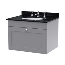 Nuie Classique 600mm Wall Hung 1 Drawer Vanity & Marble Top 3th Traditional Satin Grey MFC Painted Matt 445x620x463mm - CLC294BR3 - JJ Building Materials