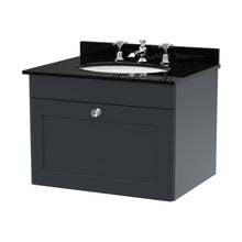 Nuie Classique 600mm Wall Hung 1 Drawer Vanity & Marble Top 3th Traditional Soft Black MFC Painted Matt 445x620x463mm - CLC1494BR3 - JJ Building Materials