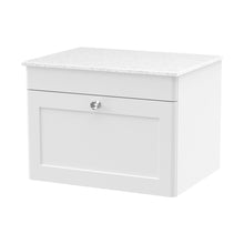 Nuie Classique 600mm Wall Hung 1-drawer Vanity With Marble Top Traditional Satin White Natural Marble 449x610x460mm - CLC194WMT - JJ Building Materials