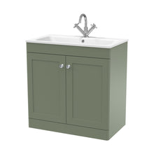 Nuie Classique 800mm Floor Standing 2-door Unit & Stone Basin 1th Traditional Satin Green MFC Painted Matt,stone 816x810x470mm - CLC826P - JJ Building Materials
