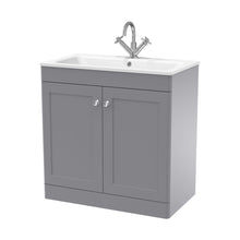 Nuie Classique 800mm Floor Standing 2-door Unit & Stone Basin 1th Traditional Satin Grey MFC Painted Matt,stone 816x810x470mm - CLC226P - JJ Building Materials