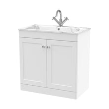Nuie Classique 800mm Floor Standing 2-door Unit & Stone Basin 1th Traditional Satin White MFC Painted Matt,stone 816x810x470mm - CLC126Q - JJ Building Materials