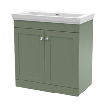Nuie Classique 800mm Floor Standing 2 Door Vanity & Basin 0th Traditional Satin Green MFC Painted Matt 821x830x470mm - JJ Building Materials