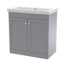 Nuie Classique 800mm Floor Standing 2 Door Vanity & Basin 0th Traditional Satin Grey MFC Painted Matt 821x830x470mm - JJ Building Materials