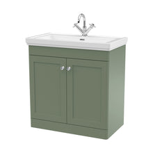Nuie Classique 800mm Floor Standing 2-door Vanity & Basin 1th Traditional Satin Green MFC Painted Matt 865x830x470mm - JJ Building Materials