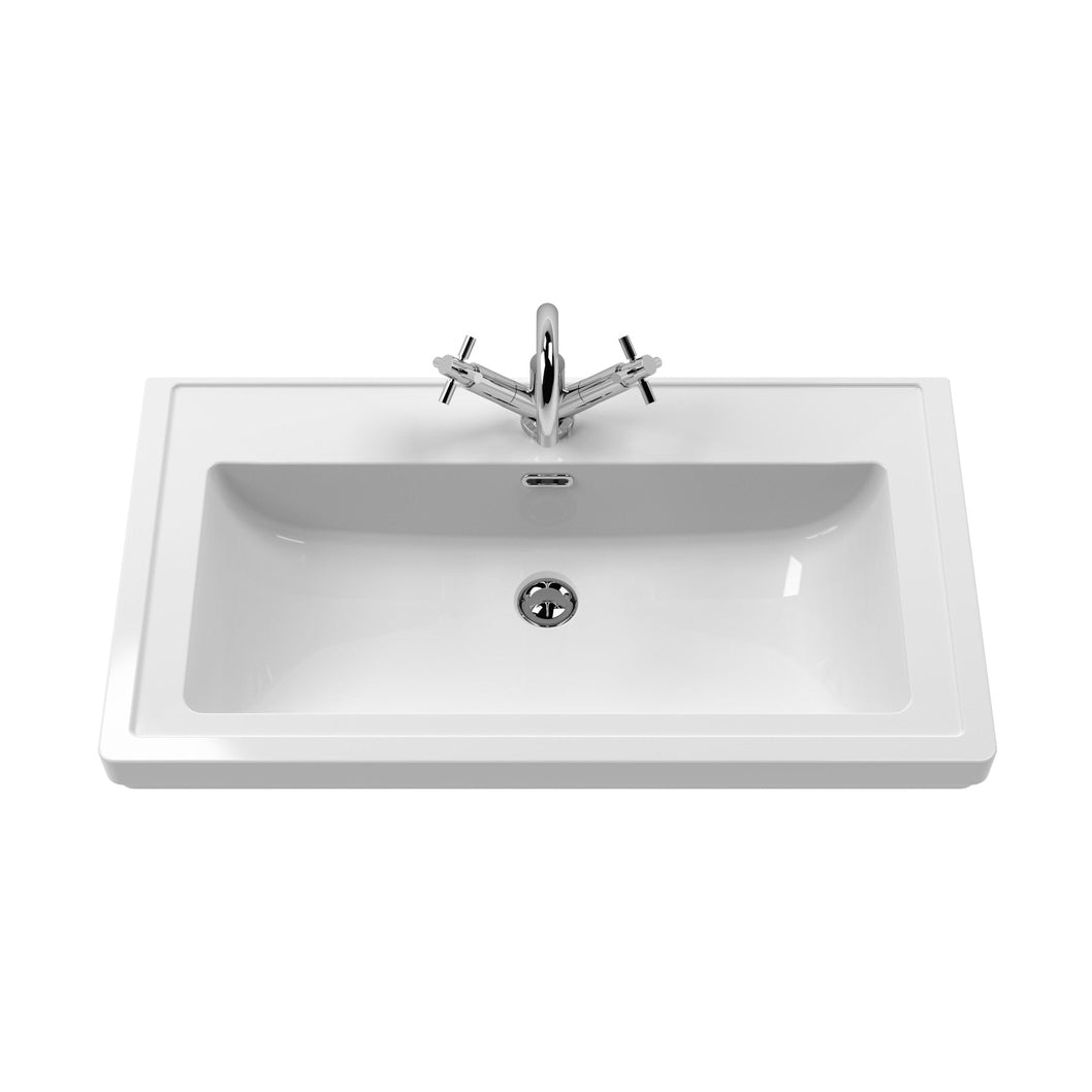 Nuie Classique 800mm Floor Standing 2-door Vanity & Basin 1th Traditional Satin Green MFC Painted Matt 865x830x470mm - JJ Building Materials