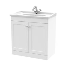 Nuie Classique 800mm Floor Standing 2 Door Vanity & Basin 1th Traditional Satin White MFC Painted Matt 858x820x480mm - JJ Building Materials