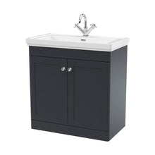 Nuie Classique 800mm Floor Standing 2-door Vanity & Basin 1th Traditional Soft Black MFC Painted Matt 865x830x470mm - JJ Building Materials