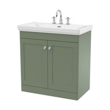 Nuie Classique 800mm Floor Standing 2-door Vanity & Basin 3th Traditional Satin Green MFC Painted Matt 865x830x470mm - JJ Building Materials