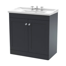 Nuie Classique 800mm Floor Standing 2 Door Vanity & Basin 3th Traditional Soft Black MFC Painted Matt 858x820x480mm - JJ Building Materials