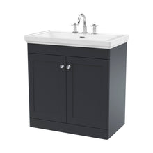 Nuie Classique 800mm Floor Standing 2-door Vanity & Basin 3th Traditional Soft Black MFC Painted Matt 865x830x470mm - JJ Building Materials