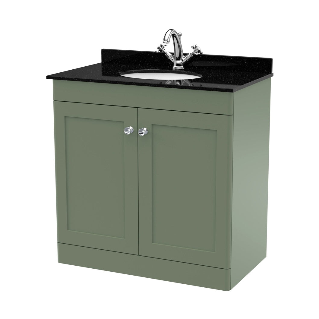 Nuie Classique 800mm Floor Standing 2 Door Vanity & Marble Top 1th Traditional Satin Green MFC Painted Matt 814x820x463mm - CLC826BR1 - JJ Building Materials