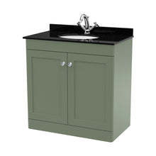 Nuie Classique 800mm Floor Standing 2 Door Vanity & Marble Top 1th Traditional Satin Green MFC Painted Matt 814x820x463mm - CLC826BR1 - JJ Building Materials