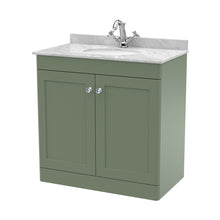 Nuie Classique 800mm Floor Standing 2 Door Vanity & Marble Top 1th Traditional Satin Green MFC Painted Matt 814x820x463mm - CLC826GR1 - JJ Building Materials