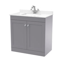 Nuie Classique 800mm Floor Standing 2 Door Vanity & Marble Top 1th Traditional Satin Grey MFC Painted Matt 814x820x463mm - CLC226WS1 - JJ Building Materials