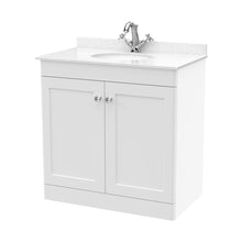 Nuie Classique 800mm Floor Standing 2 Door Vanity & Marble Top 1th Traditional Satin White MFC Painted Matt 814x820x463mm - CLC126WR1 - JJ Building Materials