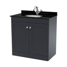 Nuie Classique 800mm Floor Standing 2 Door Vanity & Marble Top 1th Traditional Soft Black MFC Painted Matt 814x820x463mm - CLC1426BR1 - JJ Building Materials